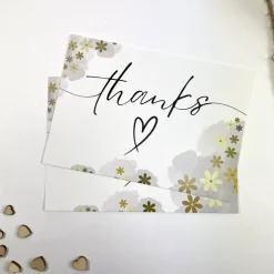 Best 5 - 100 Stück Dankeskarte GELB Paketbeileger A6 schlichte Danksagungskarten Blümchen floral beschriftbar Karten Danksagungskarten