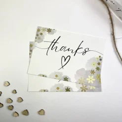 Best 5 - 100 Stück Dankeskarte GELB Paketbeileger A6 schlichte Danksagungskarten Blümchen floral beschriftbar Karten Danksagungskarten