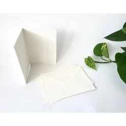 Clearance 3 - 50 Stück Karten wahlweise mit Umschlag Klappkarten aus Kraftpapier cremeweiß Einladungskarten