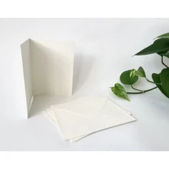 Clearance 3 - 50 Stück Karten wahlweise mit Umschlag Klappkarten aus Kraftpapier cremeweiß Einladungskarten