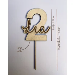 Discount 1-99 | Caketopper Holz | Zahl mit Name | Geburtstag personalisiert Tortendekoration