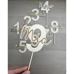 Discount 1-99 | Caketopper Holz | Zahl mit Name | Geburtstag personalisiert Tortendekoration