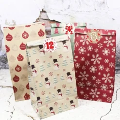 New 24 Adventskalender Zahlen Aufkleber ROT/BEIGE - rund 4 cm Ø - Sticker Weihnachten zum basteln dekorieren DIY Adventskalenderzahlen