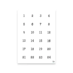 Hot 24 Adventskalender Zahlen, Stempel Schrift | Runde Aufkleber Adventskalender minimalistisch Adventskalenderzahlen