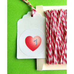 Adventskalenderzahlen|bunt-mixx-DESIGN 24 Adventskalenderzahlen Anhänger tags, HERZ rosa pink rot, Adventskalender Bäckergarn, bunt-mixx