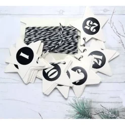 Adventskalenderzahlen|bunt-mixx-DESIGN 24/25 Adventskalenderzahlen Stern, Zahlen Flexfolie schwarz, Bäckergarn schwarz weiß,