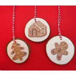 3 Anhänger aus Holzscheiben, Lebkuchen, Weihnachten, Winter Geschenkeanhänger