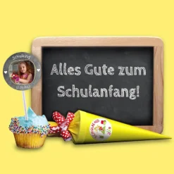 15 Aufkleber | Schulkind - Sternchen - mit Foto personalisierbar | Schulanfang, Aufkleber zur Einschulung mit Tafeloptik Kinder Einschulung