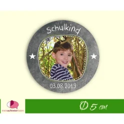 15 Aufkleber | Schulkind - Sternchen - mit Foto personalisierbar | Schulanfang, Aufkleber zur Einschulung mit Tafeloptik Kinder Einschulung