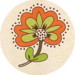 Tischdekoration|Retroliebe 10 Bierdeckel Retroblume, fliegende 70er Jahre Phantasieblume mit großer Blüte