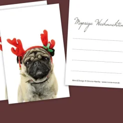 Best 10 Boxen + Geschenkanhänger „Mopsige Weihnachten“ Geschenkverpackungen