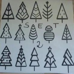 Sticker & Aufkleber|frickelfrieda 15 Bäume Weihnachten im skandivaschen Stil , minimalistische Fensteraufkleber