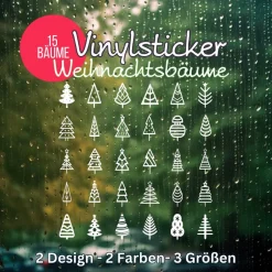 Sticker & Aufkleber|frickelfrieda 15 Bäume Weihnachten im skandivaschen Stil , minimalistische Fensteraufkleber