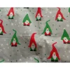 90 cm Reststück, Baumwollstoff, Wichtel, grau-grün-rot, 160 cm breit Weihnachtsstoffe
