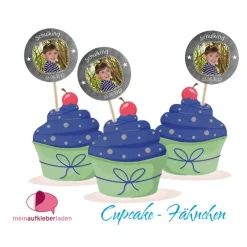 24 Cupcake Deko Aufkleber | Schulkind Sternchen - Tafeloptik - personalisierbar mti eigenem Foto Kinder Dekoration