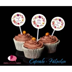 Sale 24 Cupcake Deko Aufkleber | Blumenkranz Hochzeitsdeko