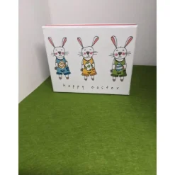 Outlet " Drei Osterhasen - Happy Easter ", Geschenkkarton mit Serviettenmotiv Geschenkverpackungen