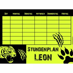 Best 3 er Schulset - NEON | A4 Stundenplan + Lernposter: Tiger - wiederbeschreibbar Kinder Einschulung