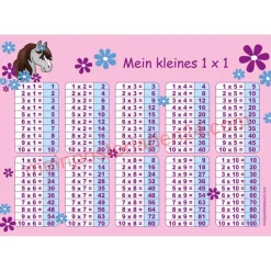 Best 4 er Set  A4 Stundenplan + Lernposter + Heftaufkleber  | Pony Blumen - rosa Kinder Einschulung