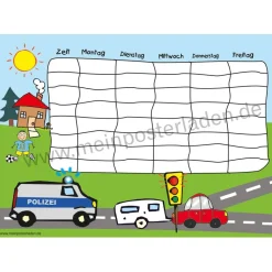 Clearance 3 er Set  A4 Stundenplan + Lernposter  | Polizei Kinder Einschulung