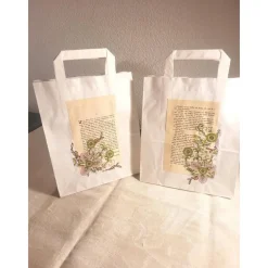 Sale 2 er Set Geschenktüten mit alter Buchseite & Blümchen Geschenkverpackungen