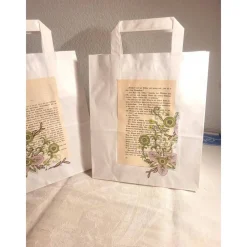 Sale 2 er Set Geschenktüten mit alter Buchseite & Blümchen Geschenkverpackungen