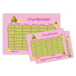 3 er Set Stundenpläne | Frosch - rosa Kinder Einschulung
