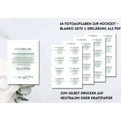 Outlet 64 Fotoaufgaben zur Hochzeit als PDF Download | Spiel für Hochzeitsgäste | Fotobox Aufgaben | Spielidee Hochzeit Hochzeitsgästebuch