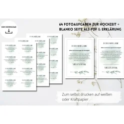 Outlet 64 Fotoaufgaben zur Hochzeit als PDF Download | Spiel für Hochzeitsgäste | Fotobox Aufgaben | Spielidee Hochzeit Hochzeitsgästebuch
