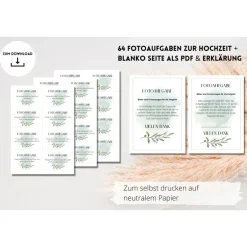 Hochzeitsgästebuch|wasgluecklichmacht 64 Fotoaufgaben zur Hochzeit als PDF Download | Olivenzweig | Spiel für Hochzeitsgäste | Fotobox Aufgaben | Spielidee