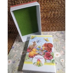 Sale " Frohe Ostern, die fleißige Runde II", Geschenkkarton mit Serviettenmotiv Geschenkverpackungen