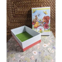 Sale " Frohe Ostern, die fleißige Runde II", Geschenkkarton mit Serviettenmotiv Geschenkverpackungen