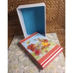 " Frohe Ostern, die fleißige Runde I ", Geschenkkarton mit Serviettenmotiv Geschenkverpackungen