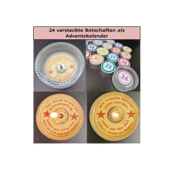 Clearance 24 geheime Botschaften in Teelichtern – Adventskalender mit Glasteelichthalter & Geschenkbox Adventskalender