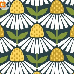 New 10 Glasuntersetzer Die Retroblumen grüßen Dich, Gänseblümchen und Margeriten auf Dunkelblau Tischdekoration