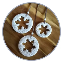 Sale 3 große Anhänger Weihnachten Winter | weiß grau | 7 - 10 cm | Schneeflocken Baumschmuck