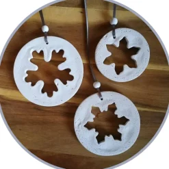 Sale 3 große Anhänger Weihnachten Winter | weiß grau | 7 - 10 cm | Schneeflocken Baumschmuck
