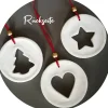 Baumschmuck|dbUniques 3 große Anhänger Weihnachten | weiß rot gold | 9 cm | Tanne Stern Herz
