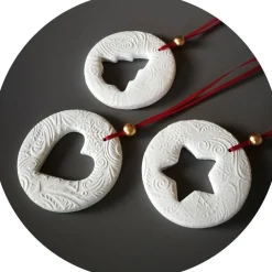 Baumschmuck|dbUniques 3 große Anhänger Weihnachten | weiß rot gold | 9 cm | Tanne Stern Herz