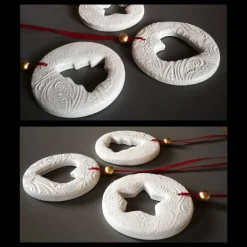Baumschmuck|dbUniques 3 große Anhänger Weihnachten | weiß rot gold | 9 cm | Tanne Stern Herz