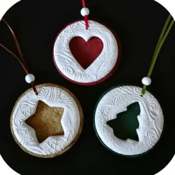 3 große Anhänger Weihnachten | weiß rot gold grün | 9,5 cm | Herz Stern Tanne Weihnachtsdeko