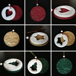 3 große Anhänger Weihnachten | weiß rot gold grün | 9,5 cm | Herz Stern Tanne Weihnachtsdeko
