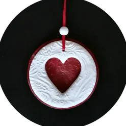 3 große Anhänger Weihnachten | weiß rot gold grün | 9,5 cm | Herz Stern Tanne Weihnachtsdeko