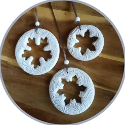 Baumschmuck|dbUniques 3 große Anhänger Weihnachten Winter | weiß grau | 7 - 10 cm | Schneeflocken