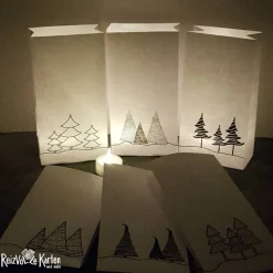 Adventskalender|Reizvolle Karten und mehr 6 handgefertigte Papiertüten mit Tannenbäumen – Geschenktüten, Adventskalendertüten oder Lichtertüten (3)