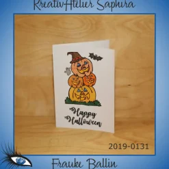 Einladungskarten|KreativAtelier Saphira ►2019-0131◄ Karte A6 - HALLOWEEN - "Happy Halloween + Kürbisse"