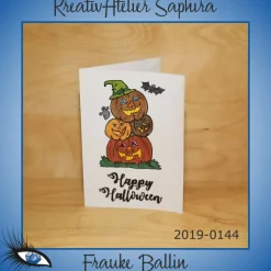 Einladungskarten|KreativAtelier Saphira ►2019-0144◄ Karte A6 - HALLOWEEN - "Happy Halloween + Kürbisse"