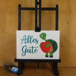 Glückwunschkarten|KreativAtelier Saphira ►2021-0197◄ Karte B6 - GLÜCKWUNSCH "Alles Gute + Schildkröte"