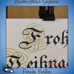 Weihnachtskarten|KreativAtelier Saphira ►2021-0118◄ Karte Din lang - WEIHNACHTEN (Zierschrift)