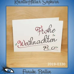 [2019-0330] Klappkarte "Merry Christmas / Weihnachten" - handgeschrieben Weihnachtskarten